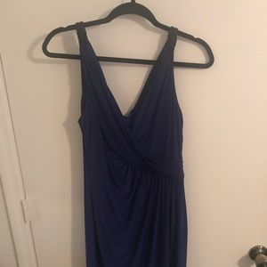 Royal blue, black beaded strap dress